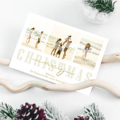 Merry KerstGold Elegant Calligrafie 4 Foto Feestdagenkaart