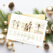 Merry KerstGold Elegant Calligrafie 4 Foto