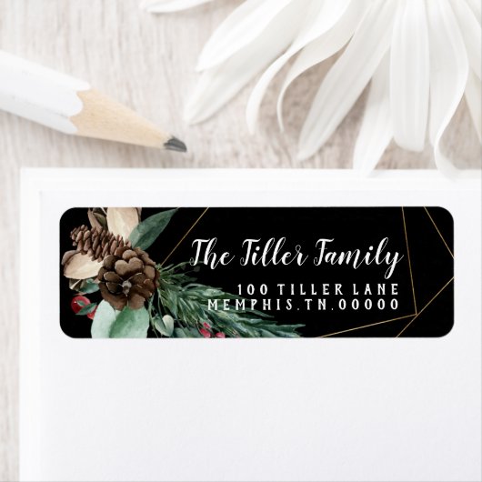 Merry kerstGold Floral Lijst Etiket (Insitu)