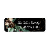 Merry kerstGold Floral Lijst Etiket (Voorkant)