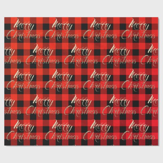 Merry KerstGold Glitter Script Buffalo Warm Cadeaupapier (Vlak)