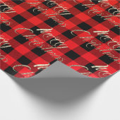 Merry KerstGold Glitter Script Buffalo Warm Cadeaupapier (Hoek)