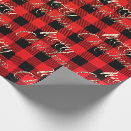 Merry KerstGold Glitter Script Buffalo Warm Cadeaupapier (Hoek)