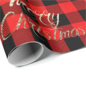 Merry KerstGold Glitter Script Buffalo Warm Cadeaupapier (Rol Hoek)