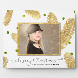 Merry KerstGold Glitter Script - Foto Plaque Fotoplaat