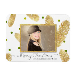 Merry KerstGold Glitter Script - Fotomagneet Magneet