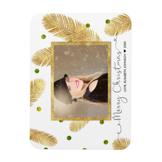 Merry KerstGold Glitter Script - Fotomagneet Magneet (Verticaal)