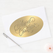 Merry KerstGold in reliëf Ovale Sticker (Envelop)