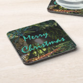 Merry KerstGold Ornament Bier Onderzetter (Linkerzijde)