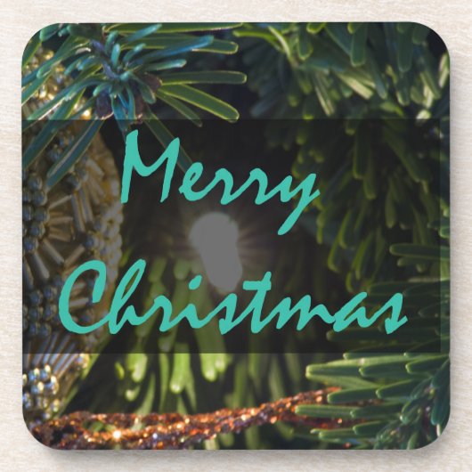 Merry KerstGold Ornament Bier Onderzetter (Voorkant)