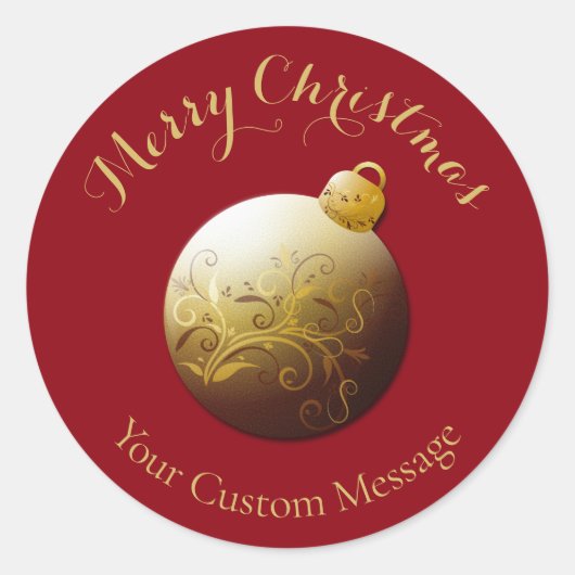 Merry KerstGold Ornament, op maat gesneden Ronde Sticker (Voorkant)