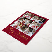 Merry KerstGold Script 6 Foto Collage Folie Feestdagenkaart (Gedraaid)