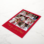 Merry KerstGold Script 6 Foto Collage Folie Feestdagenkaart (Gedraaid)