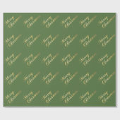 Merry kerstGold Tones Elegant Script Green Cadeaupapier (Vlak)