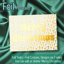 Merry Kerstgolden cross retro-typografie Folie Feestdagen Briefkaart