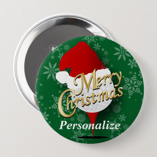 Merry KerstGolf Ball Ronde Button 4,0 Cm (Voorkant /achterkant)