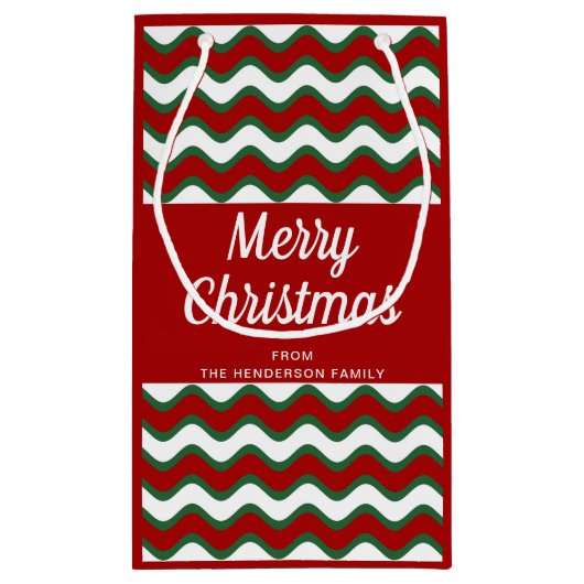 Merry-kerstgolfband Pattern Red Klein Cadeauzakje (Achterkant)