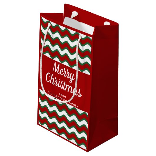 Merry-kerstgolfband Pattern Red Klein Cadeauzakje (Achterkant Gekanteld)