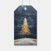 Merry kerstgouden boom cadeaulabel (Achterkant)