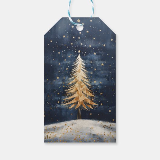 Merry kerstgouden boom cadeaulabel (Achterkant)