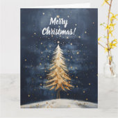 Merry kerstgouden boom kaart (Gele Bloem)