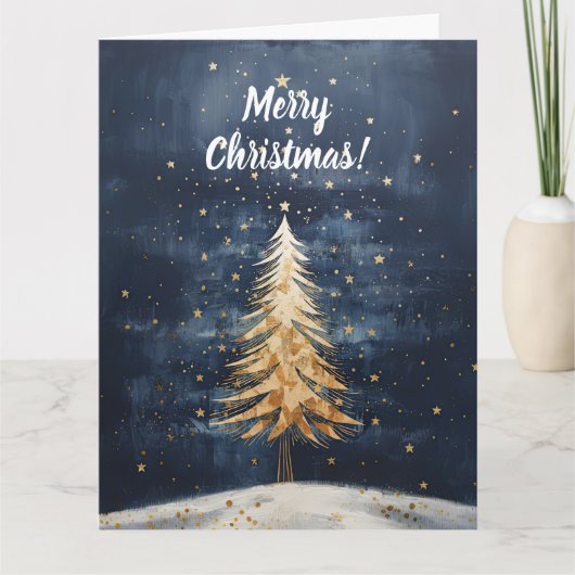 Merry kerstgouden boom kaart (Voorkant)