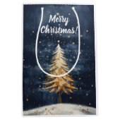 Merry kerstgouden boom medium cadeauzakje (Voorkant)