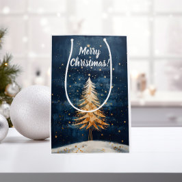 Merry kerstgouden boom medium cadeauzakje