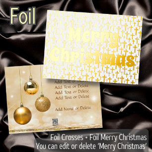 Merry Kerstgouden Jesus cross elegant retro Folie Feestdagenkaart