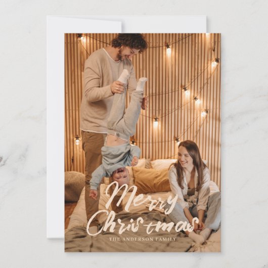 Merry Kerstgouden sierfoto Feestdagenkaart (Voorkant)