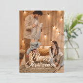 Merry Kerstgouden sierfoto Feestdagenkaart (Staand voorkant)