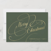 Merry kerstgoudkalligrafie-script elegant feestdagenkaart (Voorkant)