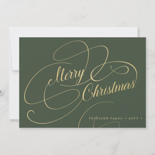 Merry kerstgoudkalligrafie-script elegant feestdagenkaart (Voorkant)
