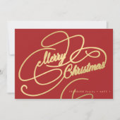 Merry kerstgoudschrift klassiek rood feestdagenkaart (Voorkant)