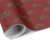 Merry Kerstgreen burgundy maroon script schattig Cadeaupapier (Rol Hoek)