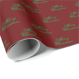 Merry Kerstgreen burgundy maroon script schattig Cadeaupapier