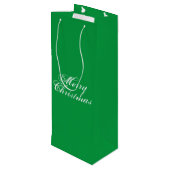 Merry Kerstgreen elegant script klassiek Wijn Cadeautas (Achterkant Gekanteld)