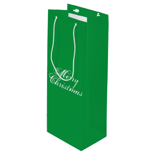 Merry Kerstgreen elegant script klassiek Wijn Cadeautas (Voorkant Gekanteld)