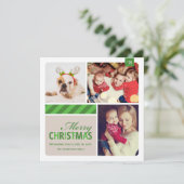 Merry KerstGreen  Foto Collage Feestdagenkaart (Staand voorkant)