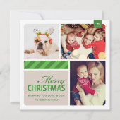 Merry KerstGreen  Foto Collage Feestdagenkaart (Voorkant)