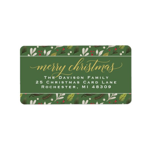 Merry KerstGreen Gold legant Script Address Etiket (Voorkant)