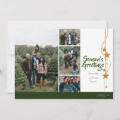 Merry KerstGreen Gold Stars Foto Collage Feestdagenkaart (Voorkant)