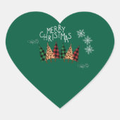 Merry KerstGreen Hart Sticker (Voorkant)