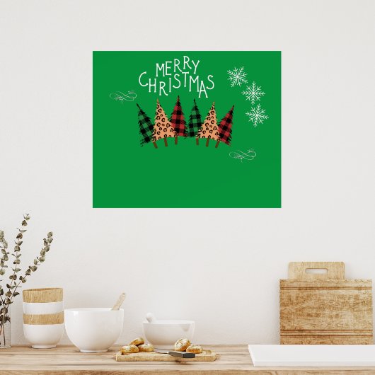 Merry KerstGreen Poster (Keuken)