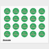 Merry KerstGreen Red Festive Round Sticker (Vel)