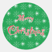 Merry KerstGreen Red Festive Round Sticker (Voorkant)