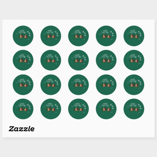 Merry KerstGreen Ronde Sticker (Vel)