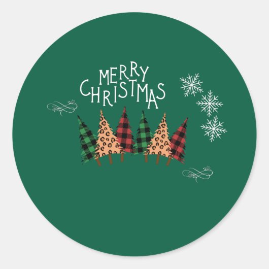 Merry KerstGreen Ronde Sticker (Voorkant)
