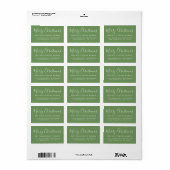 Merry KerstGreen White Return-adres Etiket (Full Sheet)