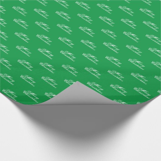 Merry Kerstgreen white script kalligrafie Cadeaupapier (Hoek)